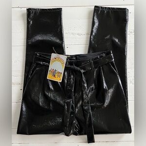 WHOWHATWEAR Hi-Rise Faux Leather Black Pants Size 2 Length